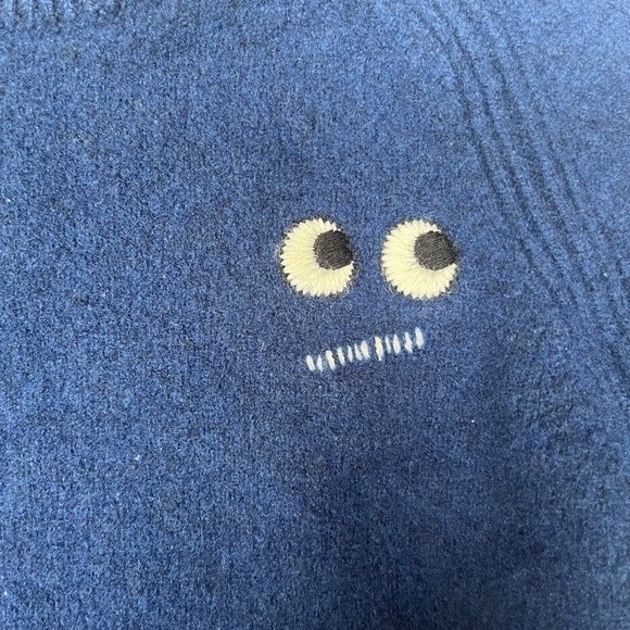 ANYA HINDMARCH UNIQLO Lambswool Crew Neck Sweater Kids Size 5-6, Navy Blue, EUC - Picture 6 of 11